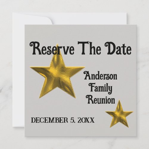 Family Reunion Announcement Gold Star Reserve Date