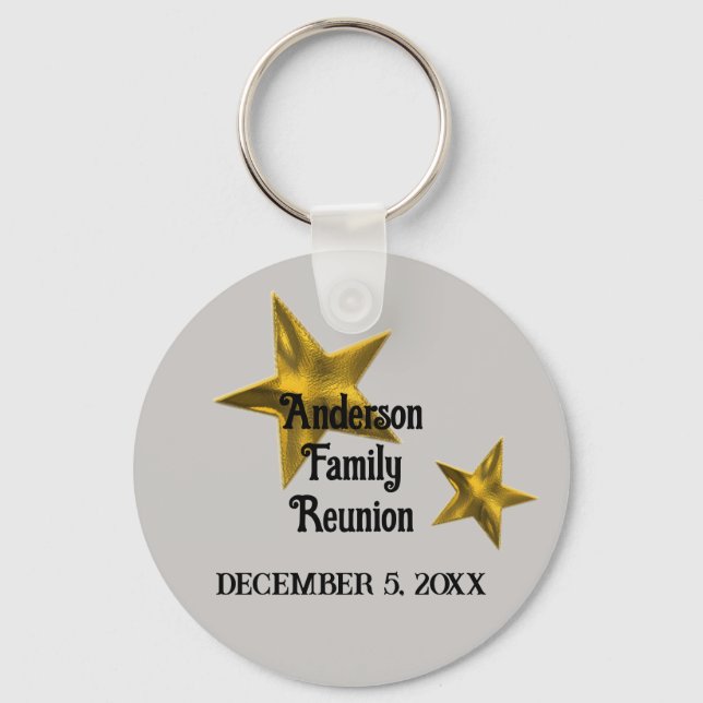 Family Reunion Announcement Gold Star Reserve Date Keychain (Front)