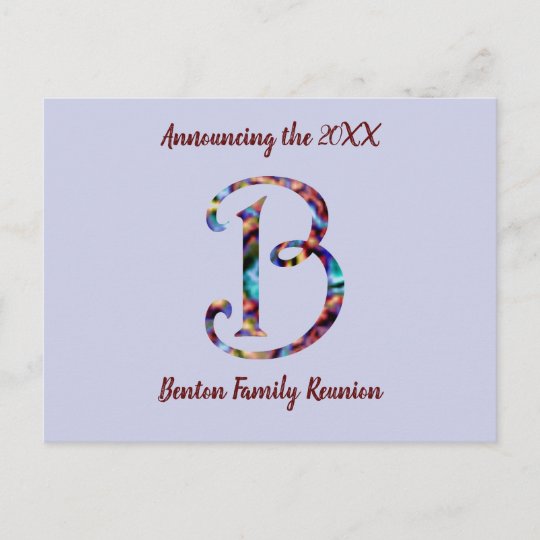 Family Reunion Announcement Letter B Invitation Postcard | Zazzle.com