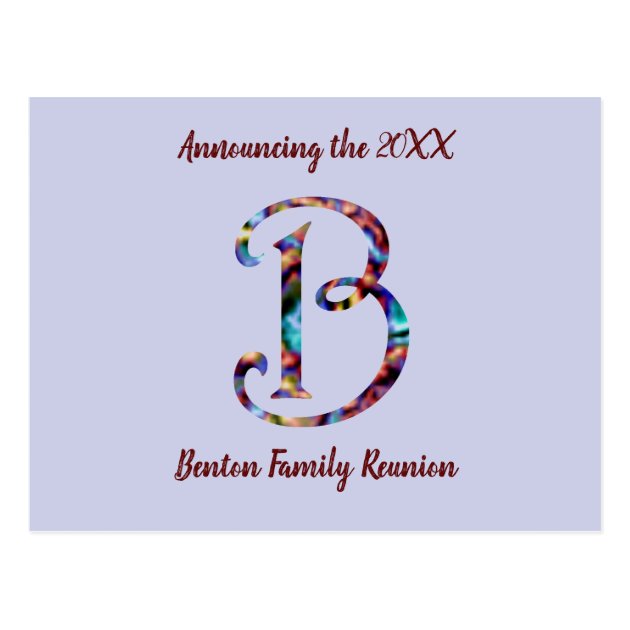 Family Reunion Announcement Letter B Invitation Postcard | Zazzle.com