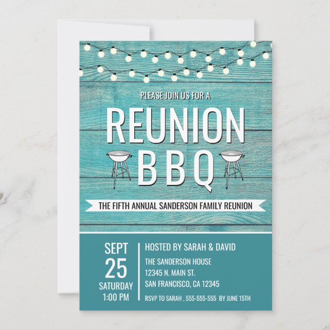 Family Reunion Annual BBQ Barbecue Rustic Invitation (Front)