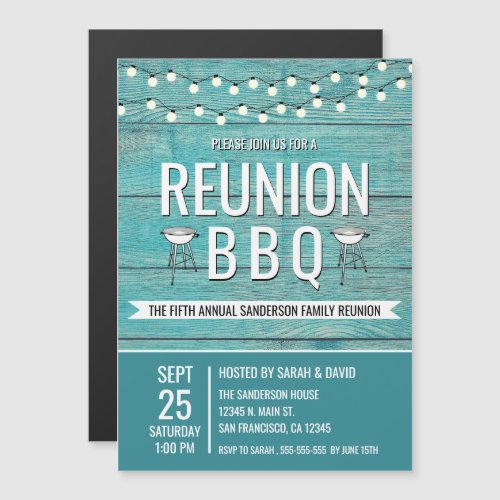Family Reunion Annual BBQ Barbecue Rustic Magnetic Invitation