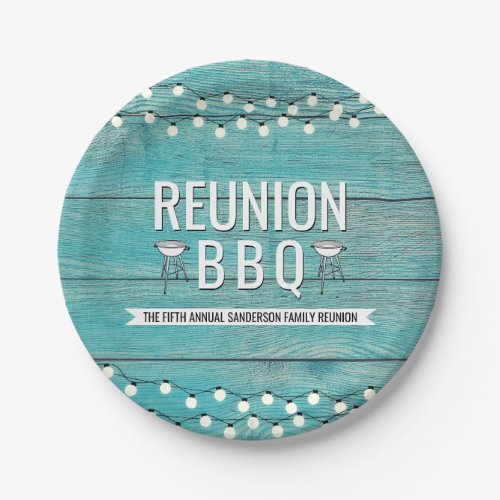 Family Reunion Annual BBQ Barbecue Rustic Paper Plates