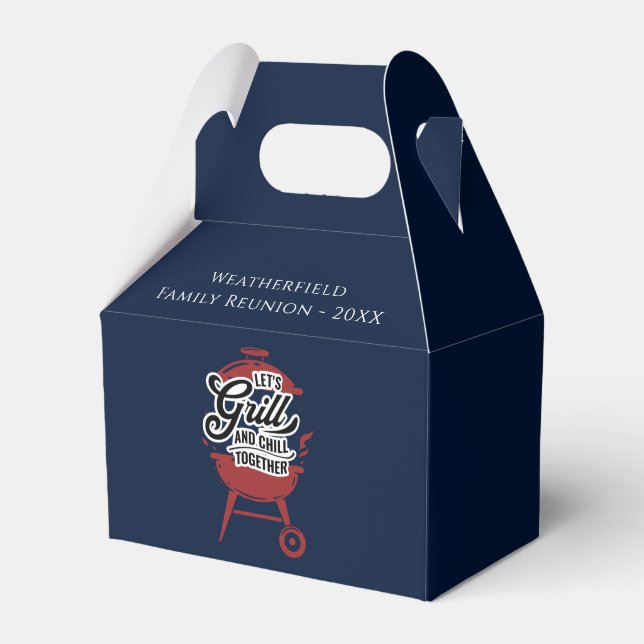 Family Reunion Annual BBQ Summer Backyard Party Favor Boxes (Front Side)