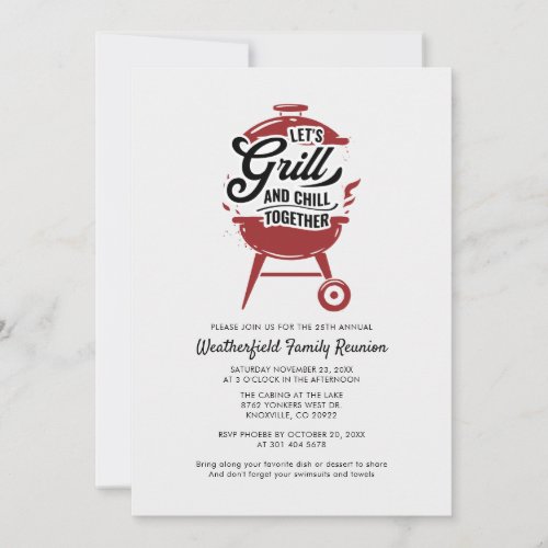 Family Reunion Annual BBQ Summer Party Lets Grill Invitation