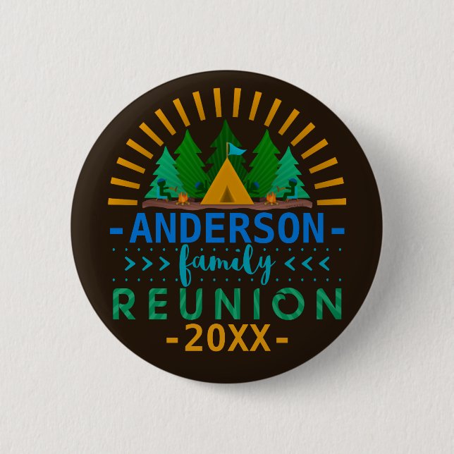 Family Reunion Annual Camping Trip | Custom Name Pinback Button (Front)