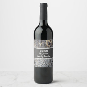Family Reunion Annual Dinner Black Gray Mosaic Wine Label