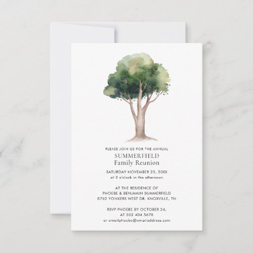 Family Reunion Annual Get Together Watercolor Tree Invitation