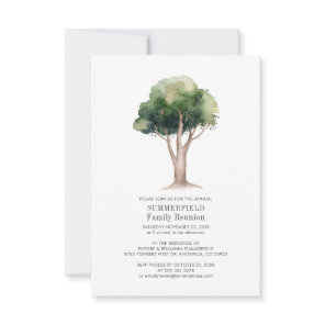 Family Reunion Annual Get Together Watercolor Tree Invitation