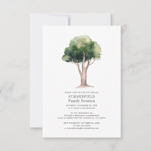 Family Reunion Annual Get Together Watercolor Tree Invitation