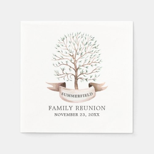 Family Reunion Annual Get Together Watercolor Tree Napkins