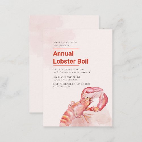 Family Reunion Annual Lobster Boil Budget Invite