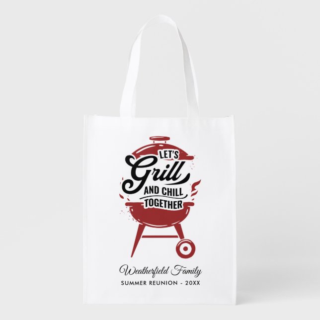 Family Reunion Annual Summer BBQ Reunion Grocery Bag (Front)