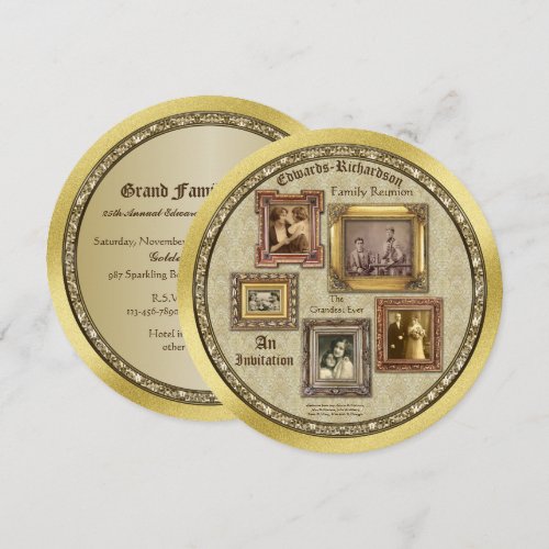 Family Reunion Antique Photo Frames Gold Collage