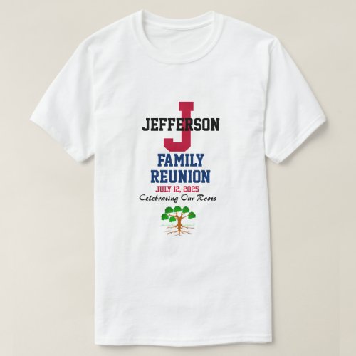 Family Reunion Any Date and Name Red White Blue T_Shirt