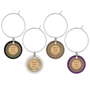 Family Reunion Any Last Name Elegant Gold Silver Wine Charm