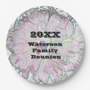 Family Reunion Artistic Flower Sketch Large Event Paper Plates