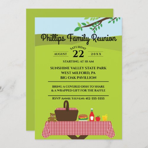 Family Reunion At The Park Picnic Table Invitation