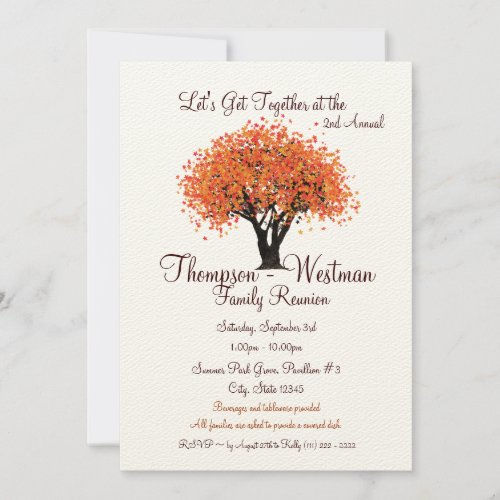 Family Reunion Autumn Tree Invitation