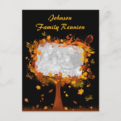 Family Reunion Autumn Tree Photo Frame Postcard