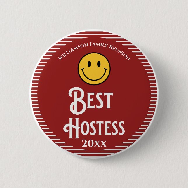 Family Reunion Award Best Hostess Button (Front)