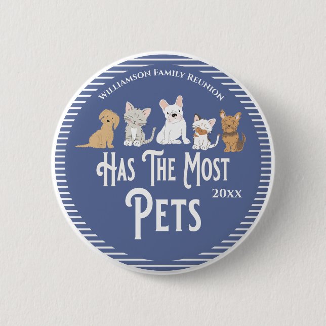 Family Reunion Award Has The Most Pets Button (Front)