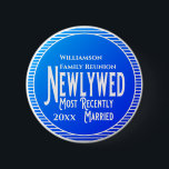 Family Reunion Award Newlywed Recently Married But Button<br><div class="desc">It's fun getting together with your family and reconnecting, sharing stories and learning about family genealogy. It's also fun to have an awards ceremony at your Family Reunion gathering. This family reunion award is for the newlyweds or most recently married couple. Add your family name and year of event. Awardees...</div>