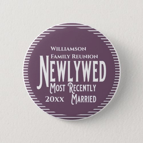 Family Reunion Award Purple Recently Married Button