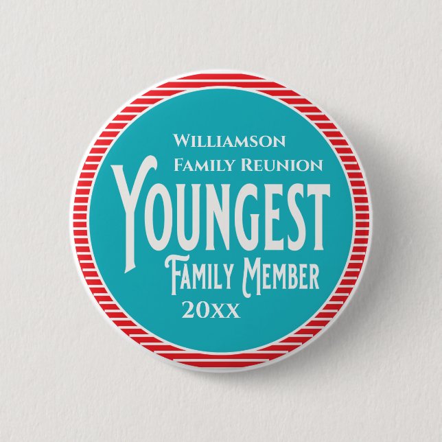 Family Reunion Award Youngest Family Member Button (Front)