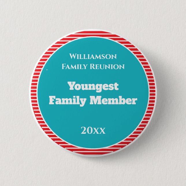 Family Reunion Award Youngest Family Member Button (Front)