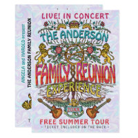 Family Reunion Band Concert Ticket Theme Retro 70s Invitation