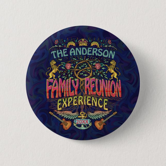 Family Reunion Band Retro 70s Concert Logo Custom Button (Front)