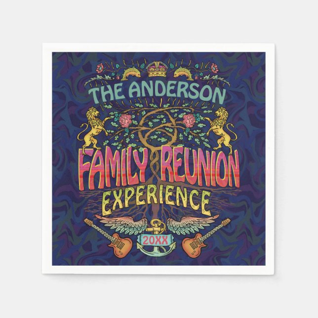 Family Reunion Band Retro 70s Concert Logo Custom Napkins (Front)