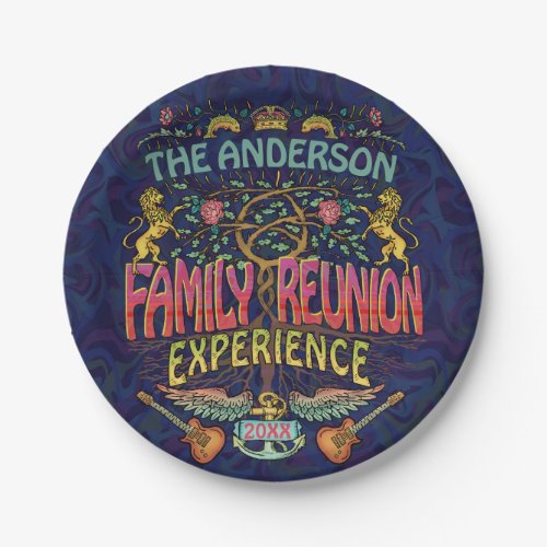 Family Reunion Band Retro 70s Concert Logo Custom Paper Plates
