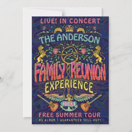 Family Reunion Band Retro 70s Concert Logo Name Magnetic Invitation