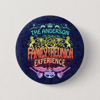 Family Reunion Band Retro 70s Concert Logo Neon Button