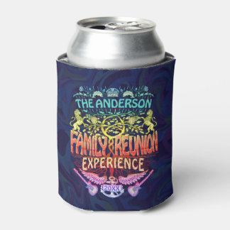 Family Reunion Band Retro 70s Concert Logo Neon Can Cooler