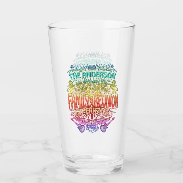 Family Reunion Band Retro 70s Concert Logo Neon Glass (Front)