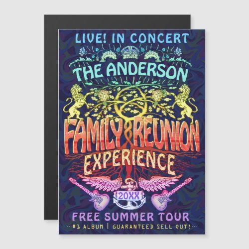 Family Reunion Band Retro 70s Concert Logo Neon Magnetic Invitation