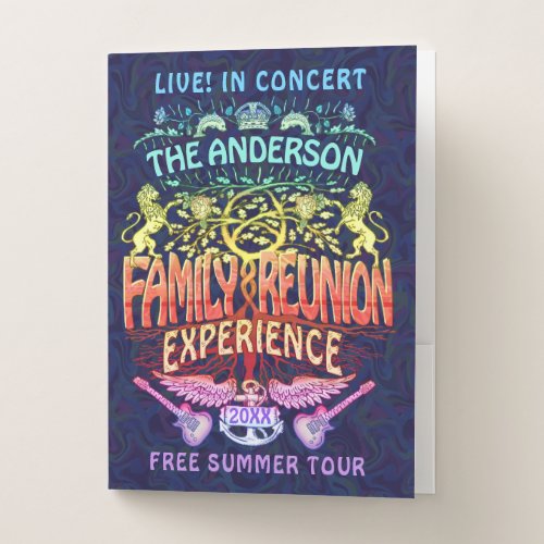 Family Reunion Band Retro 70s Concert Logo Neon Pocket Folder