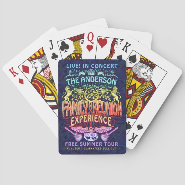 Family Reunion Band Retro 70s Concert Logo Neon Poker Cards (Back)