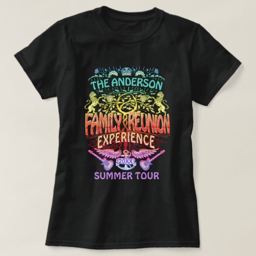 Family Reunion Band Retro 70s Concert Logo Neon T_Shirt