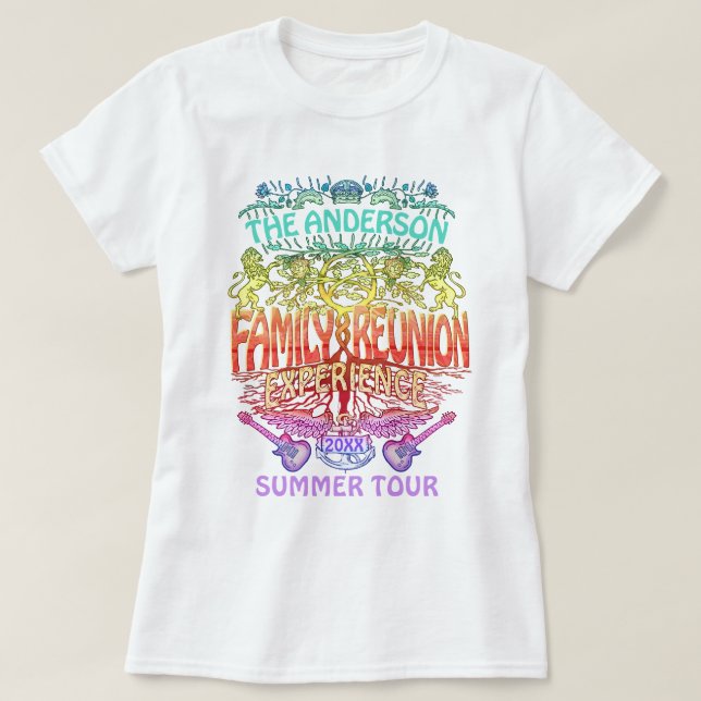 Family Reunion Band Retro 70s Concert Logo Neon T-Shirt (Design Front)