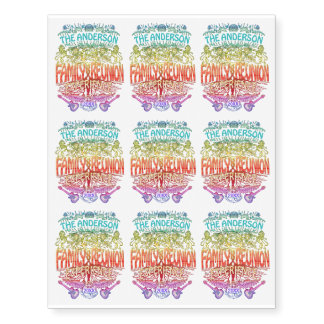 Family Reunion Band Retro 70s Concert Logo Neon Temporary Tattoos
