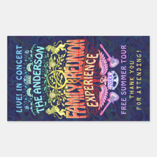 Family Reunion Band Retro 70s Concert Thank You v2 Rectangular Sticker