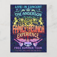 Family Reunion Band Retro 70s Concert Ticket Neon