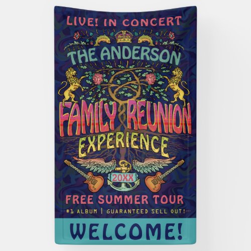 Family Reunion Band Retro 70s Concert Welcome Name Banner