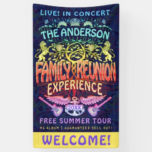 Family Reunion Band Retro 70s Concert Welcome Neon Banner