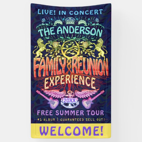 Family Reunion Band Retro 70s Concert Welcome Neon Banner Zazzle Com