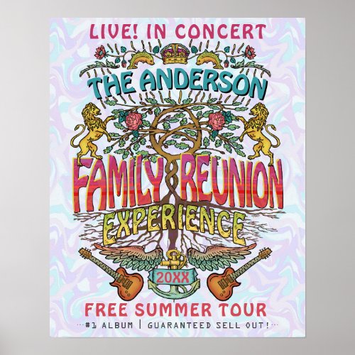 Family Reunion Band Welcome Name Retro 70s Concert Poster